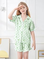 Umeyda Girls Satin Silky Collar V Neck Ruffle Short