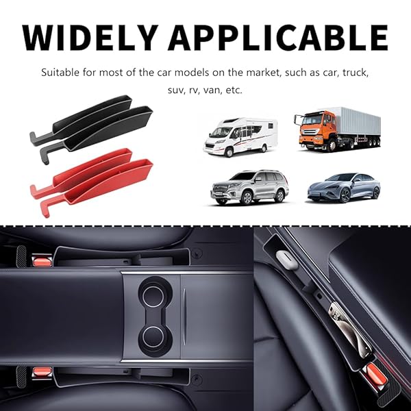 2PCS NEW CAR SEAT GAP FILLER WITH 2 STORAGE AREAS,STYLISH CAR SEAT GAP STORAGE FOR STABILIZING PHONE,KEYS WALLET,UNIVERSAL CAR SEAT GAP FILLER ORGANIZER INTERIOR ACCESSORIES (CARBON BLACK)