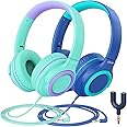 iClever 2Pack Kids Headphones with Sharing Splitter - 85dBA Safe Volume Limited - HS22 Wired Headphones for Kids Teens, Tangl