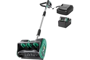 Garvee 12" Snow Blower Cordless - Snow Shovel for Driveway, 16.5 ft Snow Throwing Distance, 20V 1 * 4.0Ah Battery & Quick Charger, Adjustable Handle, for Walkways Deck Stair Snow Removal