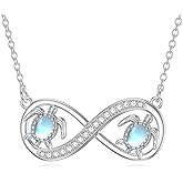 OUTANG Sea Turtle Necklace for Women 925 Sterling Silver Moonstone Infinity Turtle Pendant Necklaces Moonstone Ocean Animal Jewelry Gifts for Daughter