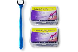 T.Smile Evolutionary Clean Dental Flossers, Kit of Refills Plus Long Handle (1 Handle + 100 Refills)