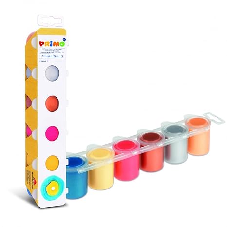 Schulmalfarbe Schulfarbe: 6 Metallfarben in 6 Töpfen, 25 ml im Kunststoff Mehrzweckkoffer