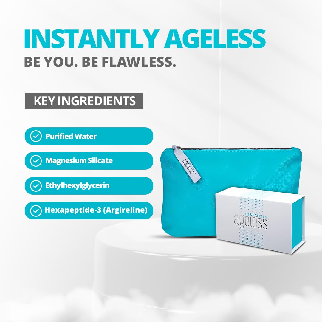 Instantly Ageless Instant Face Lift Cream - Skin Care for Anti Aging face cream - Instant Under Eye Bags Remover - Facelift in a Box of 25 Vials with Makeup Bag