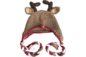 Anlaey Santa Hat Knitted Christmas Hats Elk Horn Winter Crochet Xmas Hat for Kids Adults