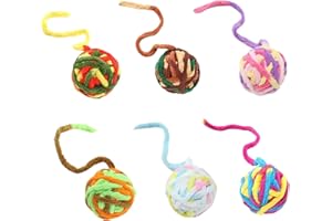 6 Pack Yarn Cat Balls with Bells, 2 Inch Soft Interactive Pet Toy Balls for Indoor Cats, Colorful Kitten Toys for Kittens & A