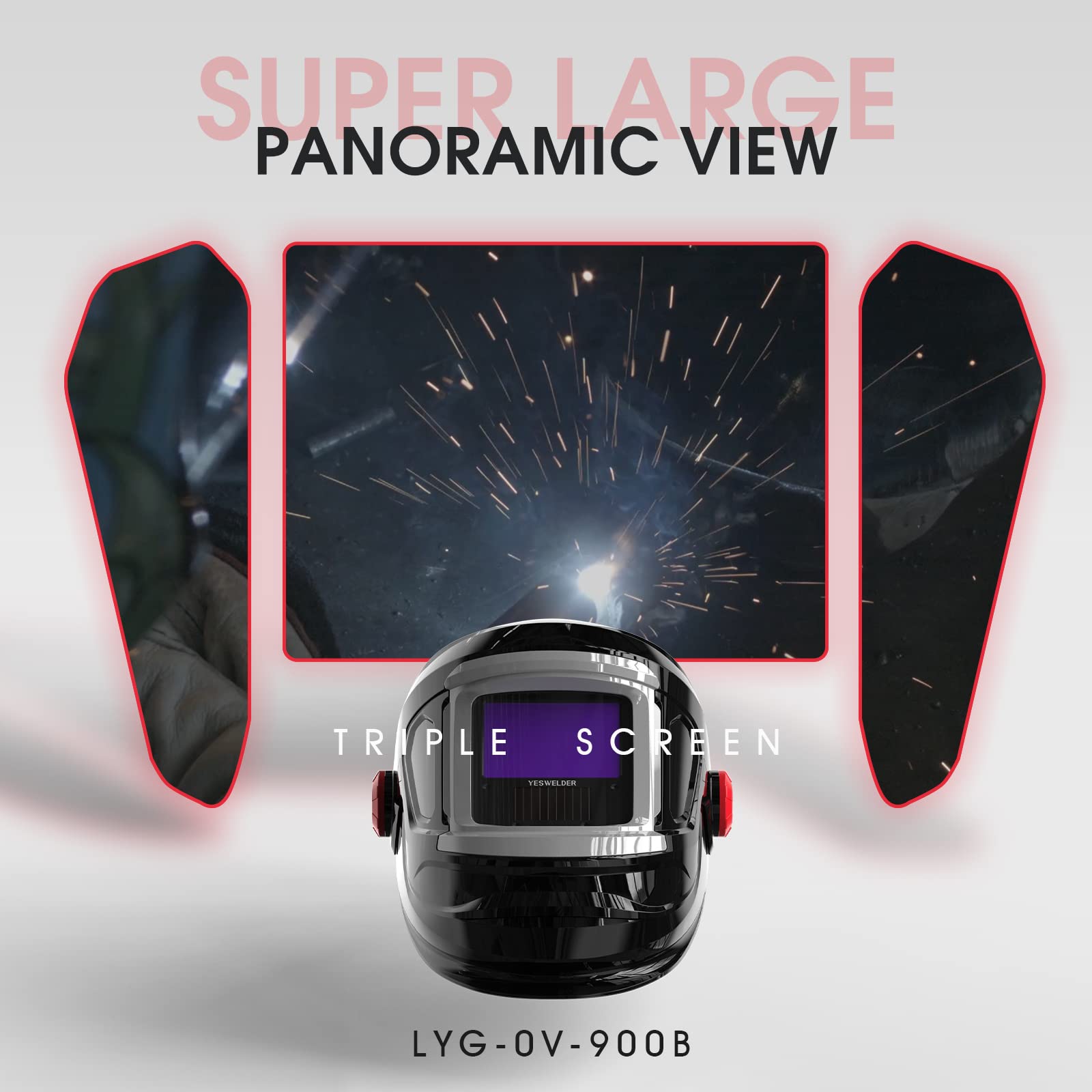 YESWELDER Flip-up Auto Darkening Welding Helmet with Large view, Digital Welding Lens, 1/1/1/1 True Color 4 Arc Sensor Wide Shade 4/5-9/9-13 Welder Mask for TIG, MIG, ARC, CUT and GRIND