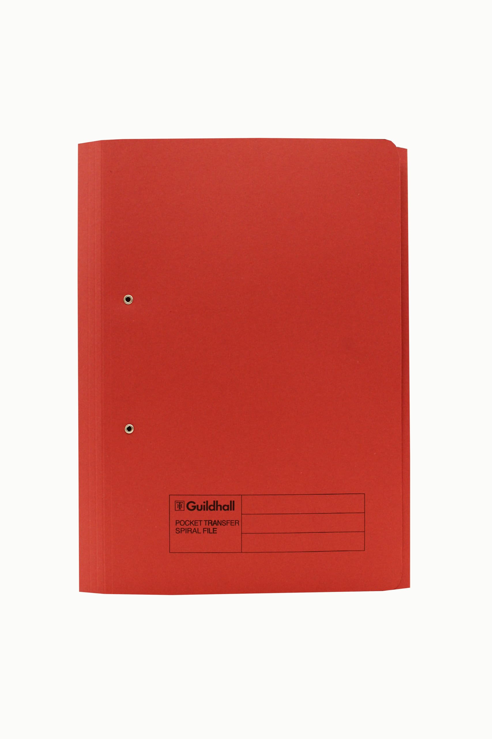 Exacompta - Ref 211/9065Z - Guildhall - Pocket Spiral File, 325 x 357mm, 315gsm Heavyweight Manilla, A4 & Foolscap, Right Hand Pocket, Blue Angel Certified - Red, Pack of 25