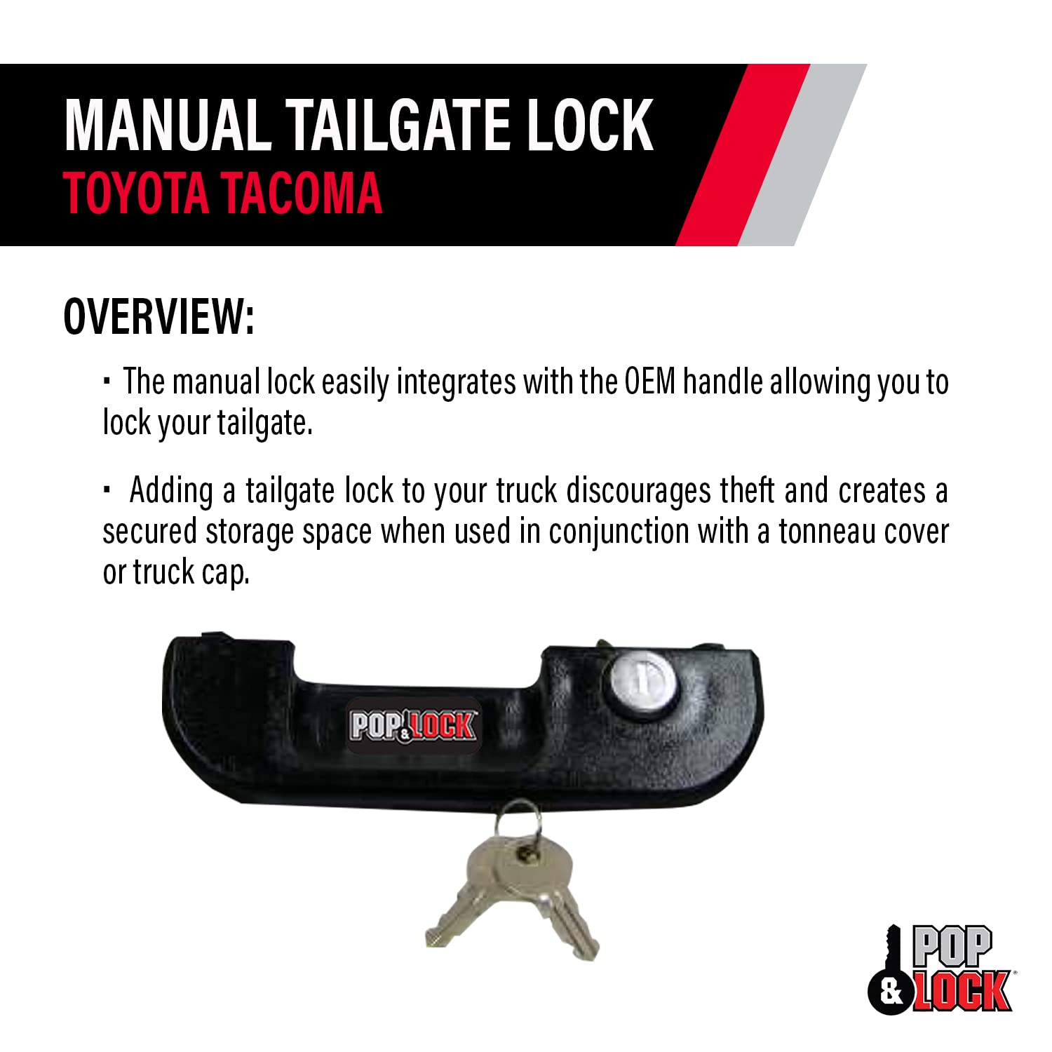 POP & Lock Manual Tailgate Lock For Toyota Fits 1995 To 2004