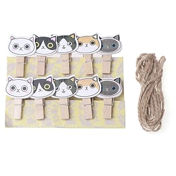 Dabixx 10 Stück Schöne Katze Mini Holz Handwerk Clip Foto Papier Peg