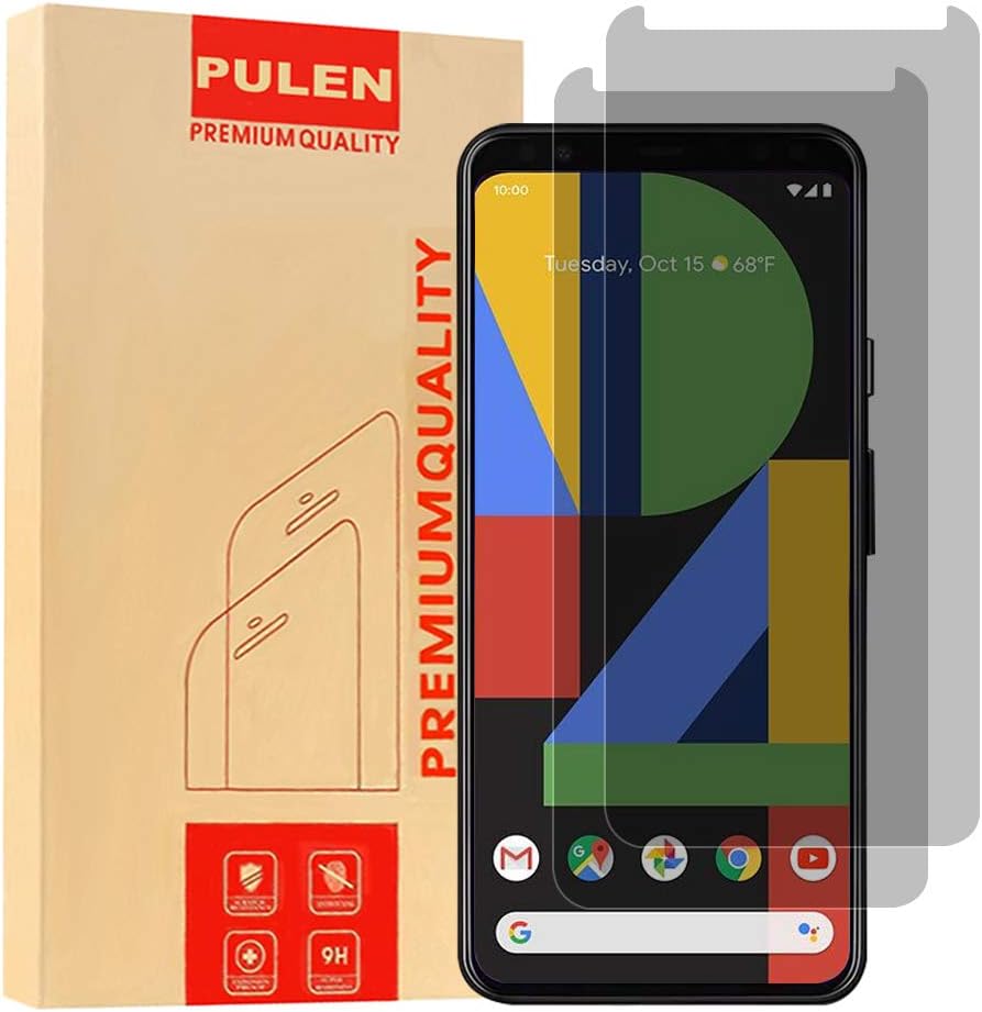 [2-Pack] PULEN Tempered Glass for Google Pixel 4 Privacy Screen Protector,Anti-Spy Self-adhesive Scratch Resistance Anti-fingerprint No-Bubble