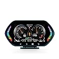 BY-J Car HUD Heads Up Display, Digital GPS Speedometer + Obd2 Gauge Display + Car Pitch Angle Slope Meter with Vehicle Speed MPH, RPM, OverSpeed Warning, for All Vehicle After 2008
