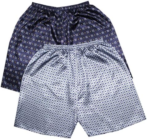 (Pack of 2) Mens Sleepwear - Silk Couture Boxer Shorts / Pajama Shorts M-L Multicolor
