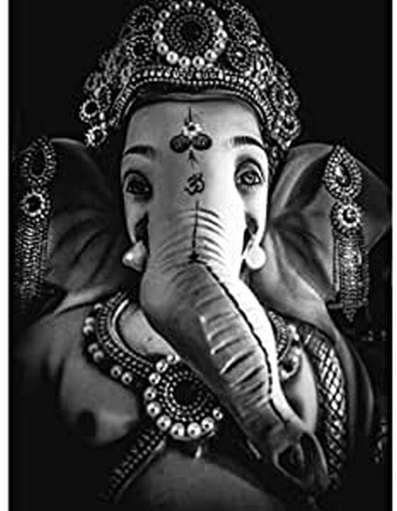 Black And White Ganesh Hindu Art Print Canvas Premium Wall Decor Poster