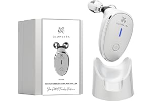 GLOWXTRA Premium Microcurrent Roller: 5-in-1 Facial & Body Massager - Tighten, Rejuvenate, Gift with Confidence - Premium Skincare Innovation -Silver- Available in 3 Elegant Colors