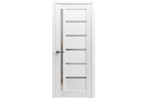 SARTODOORS Pantry Kitchen Lite Door 24 x 80 inches with Hardware | Quadro 4088 White Silk with Frosted Opaque Glass | Single Pre-Hung Panel Frame Trims | Bathroom Bedroom Sturdy Doors