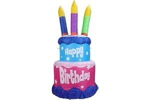 Vigdur Inflatable - Yard Decoration 4 FT Happy Birthday-Cake with Candles Lighted Blowup Party Decoration for Indoor Home Celebration Garden