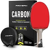 PRO-SPIN Ping Pong Paddle with Carbon Fiber | 7-Ply Blade, Offensive Rubber, 2.0mm Sponge, Premium Rubber Protector Case | Im