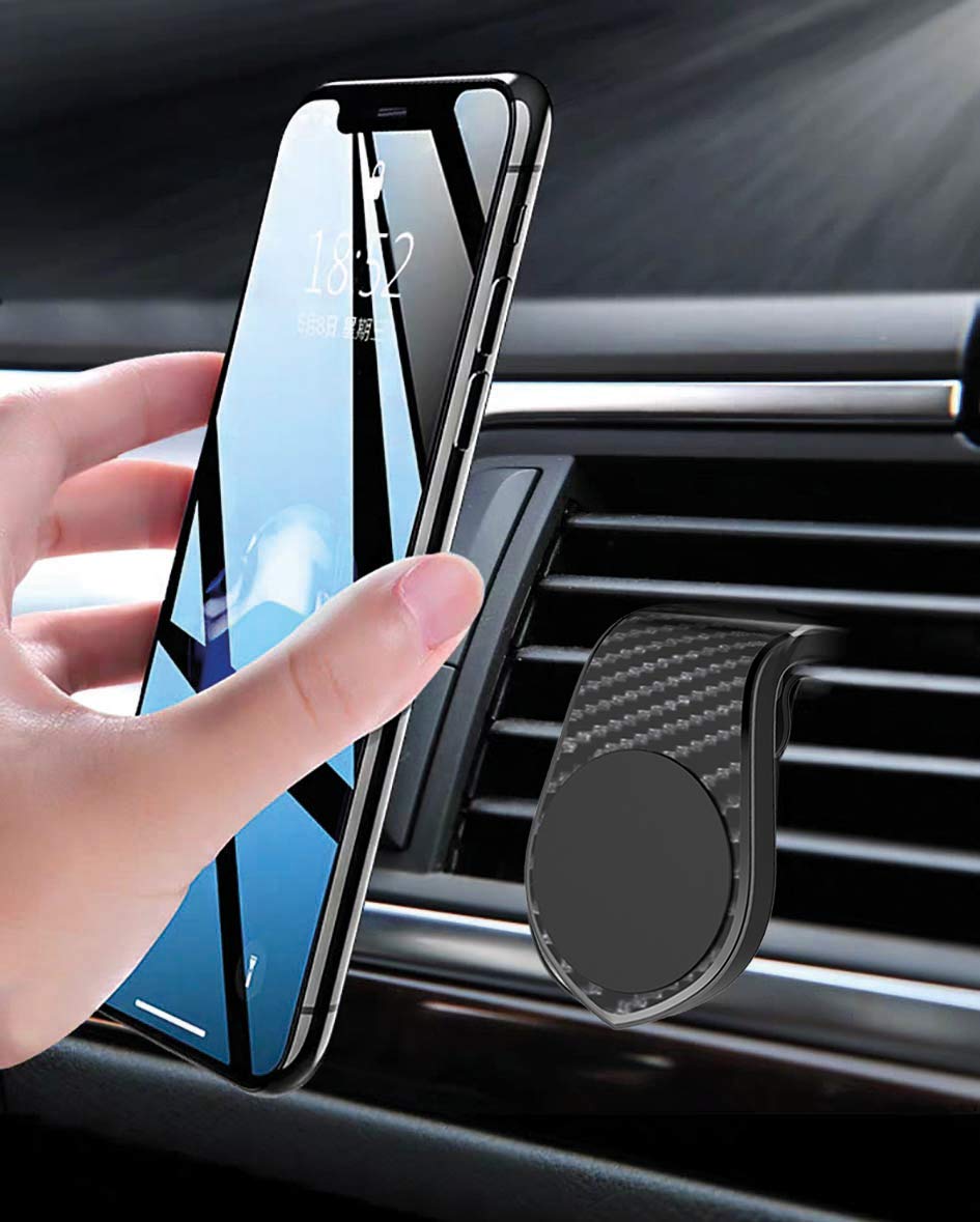 CarClip Universal Smartphone Holder Carbon Look Magnetic Car Mount for Mounting in Air Vent