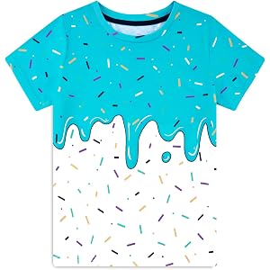 Idgreatim 4-14T Boys T-Shirt 3D Colorful Ice Cream Drip Shirt Kids Crew Neck Short Sleeve Casual Top Tees