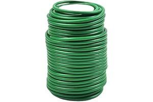 Plant Ties & Supports, 8M or 10M Green Flexible Rubber-Coated Garden Wire Tie, 2.5mm/3mm/3.5mm Diameter, Soft Bendable Reusab
