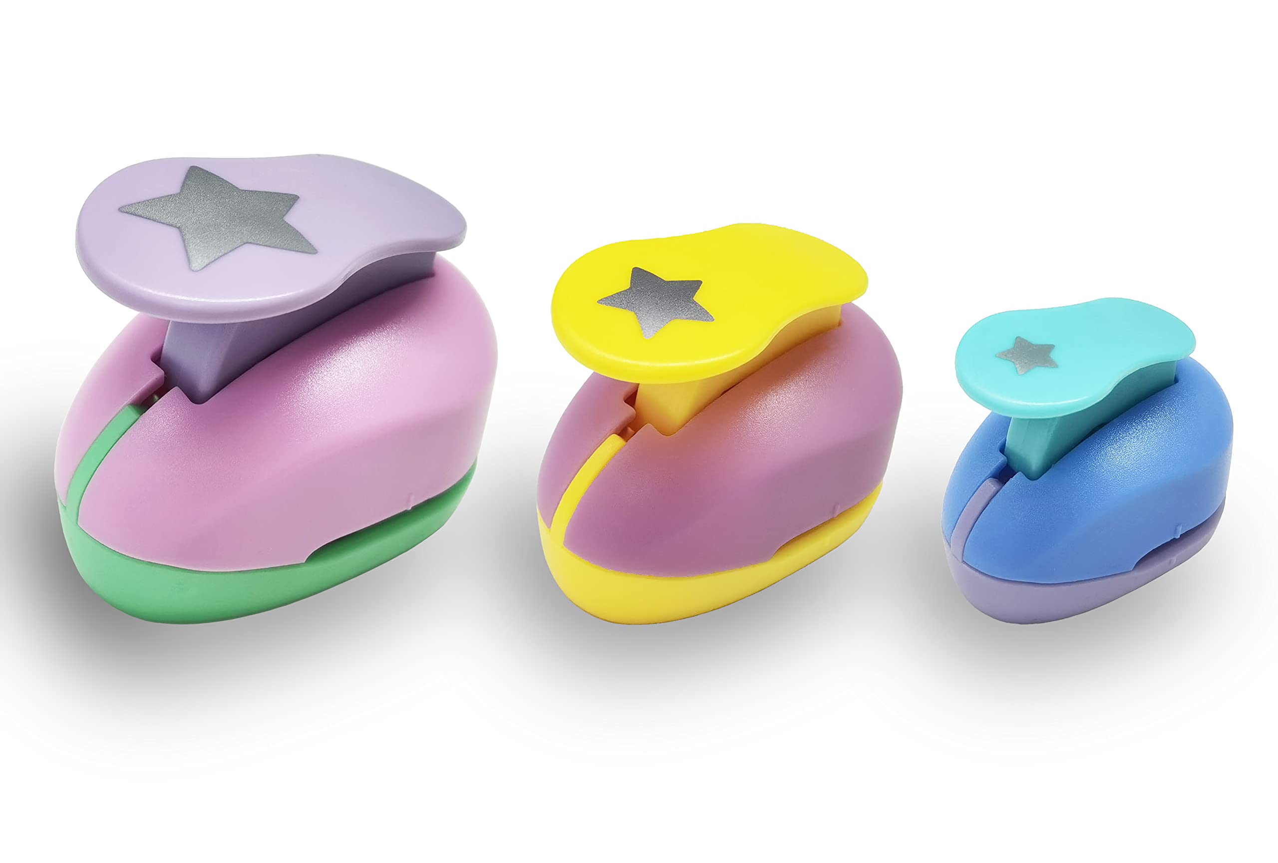 VSREI Lucky Star Hole Punch, LuckyStars Paper Punch, Stars Punches for Paper Crafts,StarPuncher for Crafts,StarsShaped Hole Punches, 9mm, 16mm, 25mm, Lucky Star Hole Punches Set (Random Color)