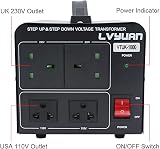 LVYUAN 1000W Voltage Transformer 220V to 110V UK to US Dual Sockets view 9