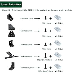 80 pcs M6 T Nut Screws Kit for 1010 1020 Aluminum