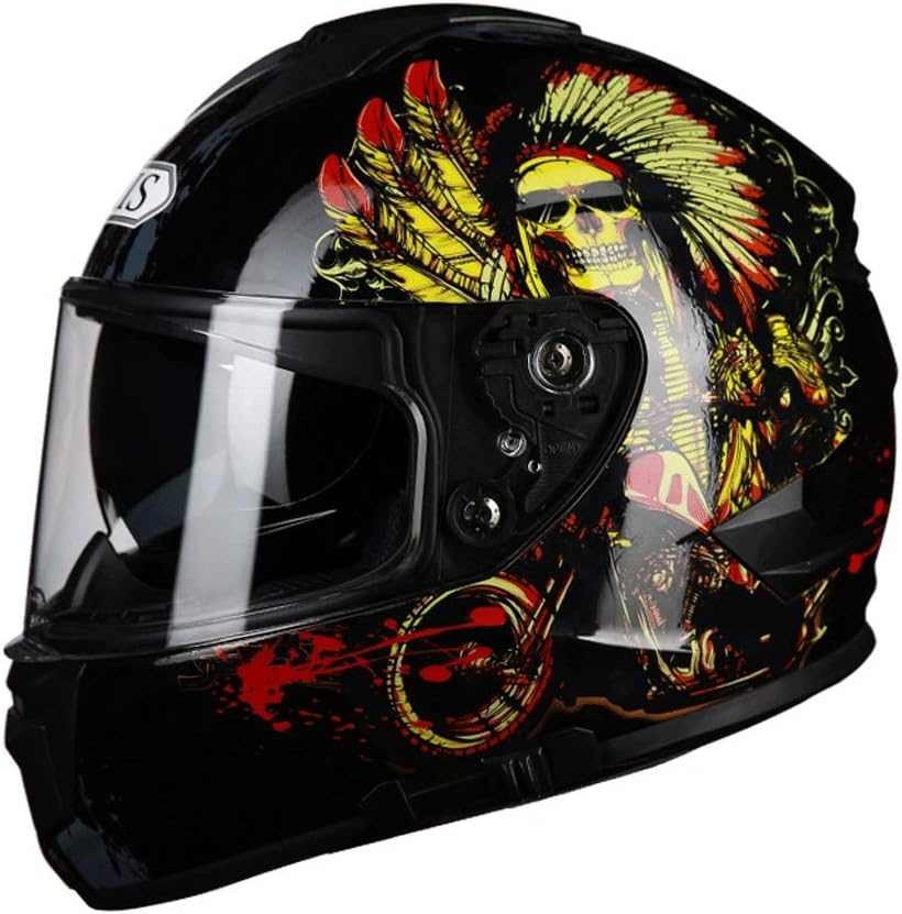 YUEMS Detachable helmet multifunction Indian pattern Double lens motorcycle full face helmet for men and women