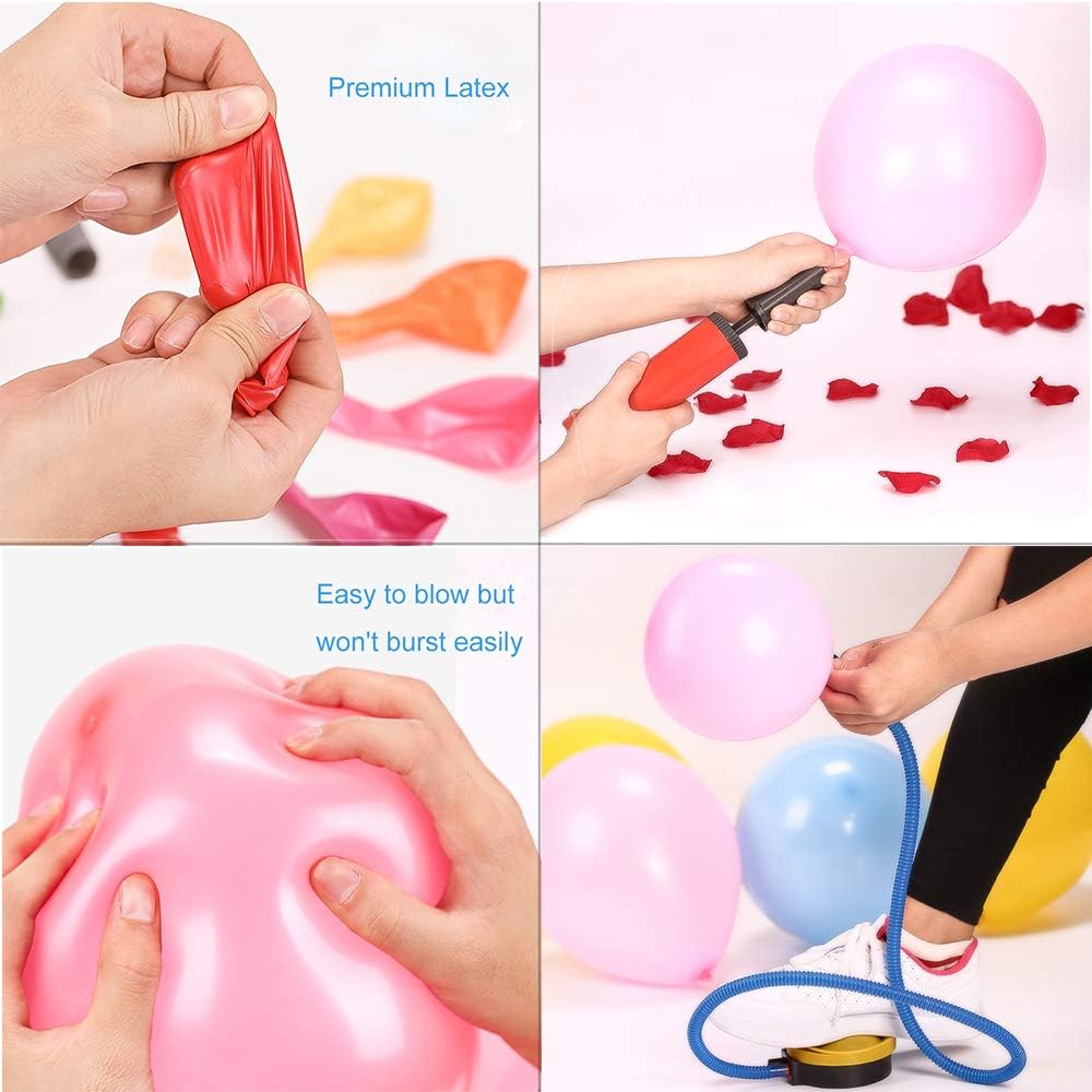 Premium 100 Balloons, Latex Party Helium Colored Balloons, 10 Assorted Colors 12 Inch Rainbow Colorful Balloons Bulk Pack for Birthday Parties Supplies and Arch Decoration: Health & Personal Care