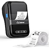 CLABEL Label Maker Barcode Printer 220B Thermal Bluetooth Mini Label Printer Sticker Printer Maker Machine 2 Inch No Ink Portable with 1 Roll Tape for Small Business,Office, Home Black