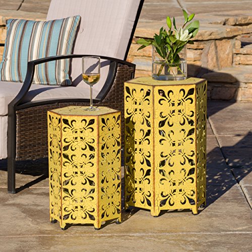 Great Deal Furniture (Set of 2) Utica Antique Style Yellow Accent Table