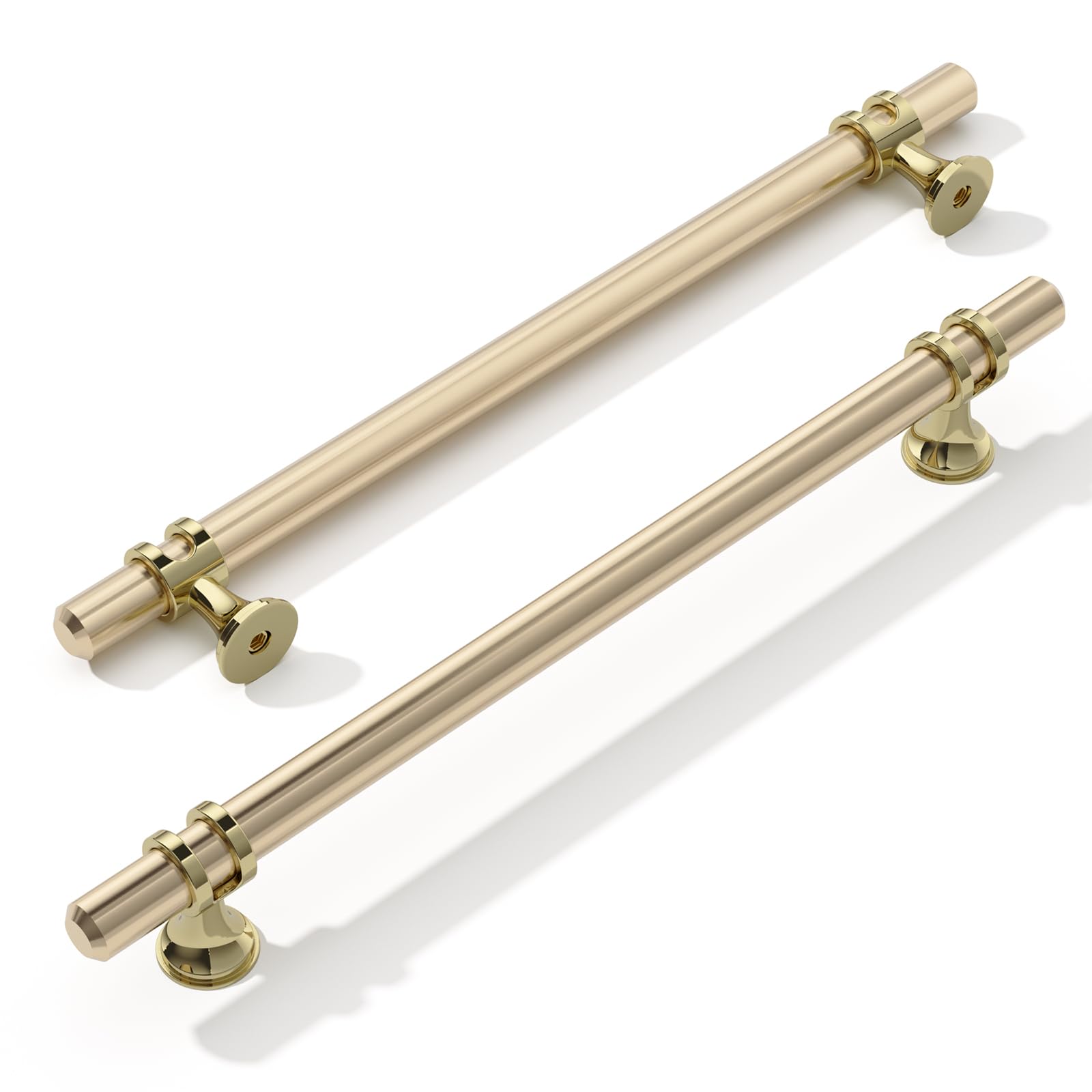 FURNIWARE Pack of 5 Cabinet Handles, Hardware Drawer Pulls, Zinc Alloy + Aluminum Kitchen Cabinet Door Handles Pull, 192mm(7.6 Inch) Hole Center Gold + Oxidized Bright Gold