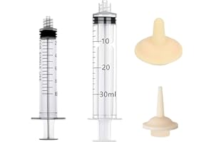 SUXGUMOE Pet Feeding Syringe with Nipple, Silicone Feeding Tools for Kitten Puppy Feeding Syringe for Newborn Cat Dog Small Animals Rabbits (10ml+30ml)