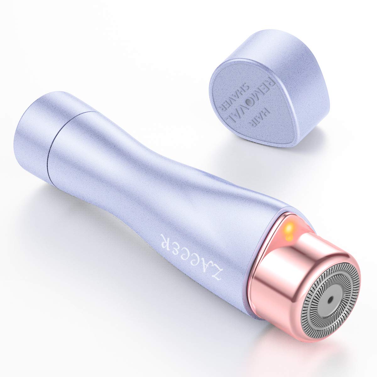 Facial Hair Remover, ZACCER Painless Hair Removal for Women Waterproof Shaver Razor with LED Light (Light Purple)