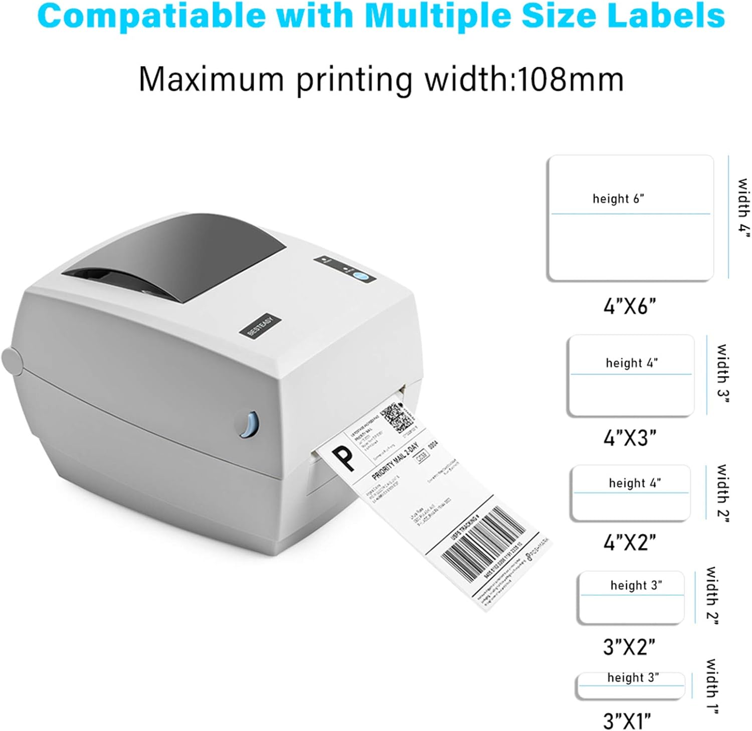 BESTEASY Label Printer, USPS Label Printer, 4x6 Direct Thermal Printer, Commercial Grade Label Printer, High Speed, Clear Printing, Compatible with USPS, FedEx, , Ebay, UPS, Etsy, Shopify, etc : Electronics