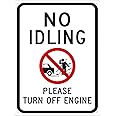 KENSILO Please Turn Off Engine with No Idling Tin Signs Metal Poster Wall Decor Warning Sign 16 x 12 inches