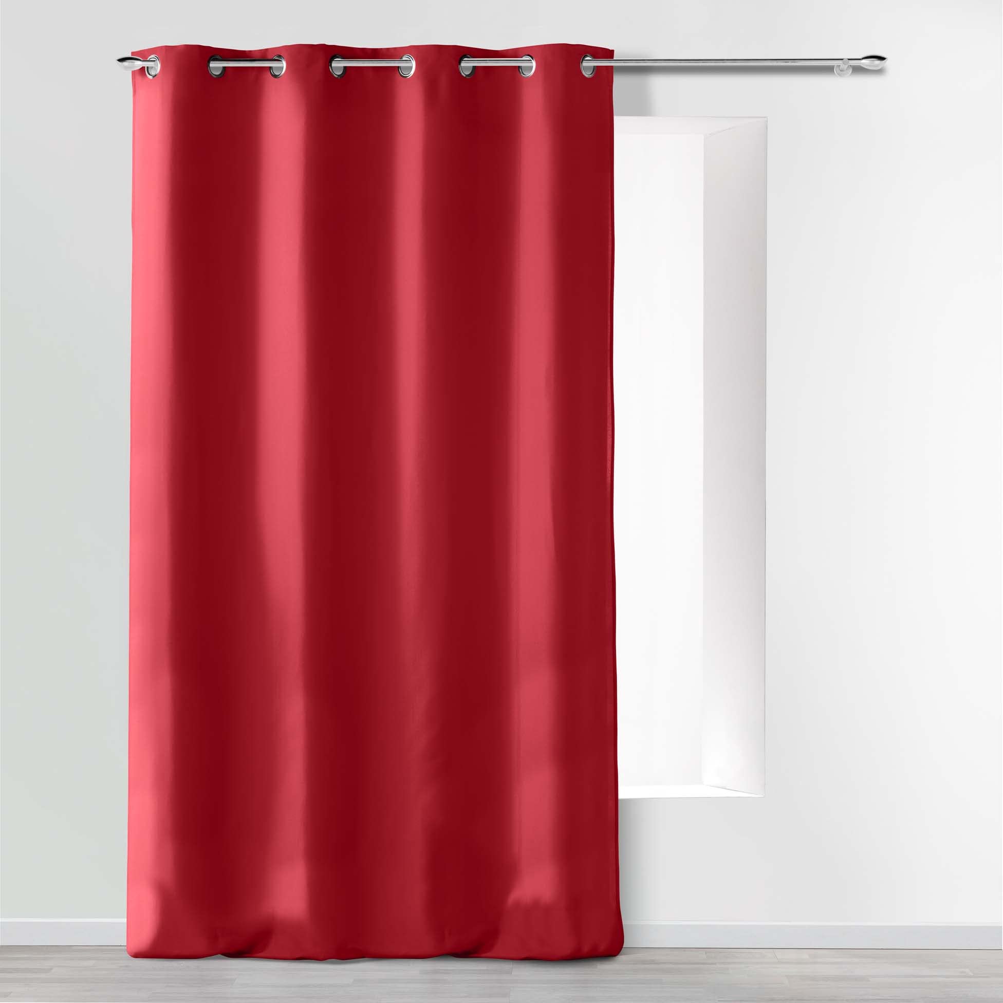 Douceur d'Intérieur Absolu Microfibre Curtain with Eyelets, Plain, Polyester, polyester, red, 140 cm x 260 cm