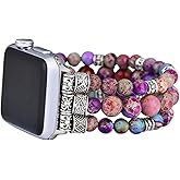 Somesame Boho Beaded Bracelets for Women Compatible with Apple Watch Bands 38mm 40mm 41mm 42mm 44mm 45mm 46mm 49mm Elastic Stretch Handmade Strap for iWatch Ultra 1/2 SE Series 11 10 9 8 7 6 5 4 3 2 1