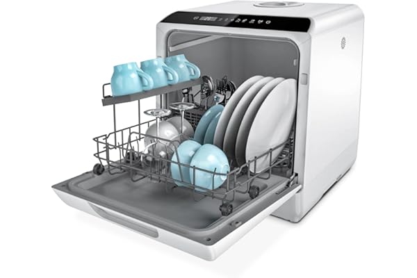 Hermitlux Countertop Dishwasher, 5 Washing Programs Portable Dishwasher With 5-Liter Built-in Water Tank