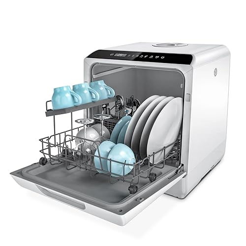 Hermitlux Countertop Dishwasher, Washing Programs Portable