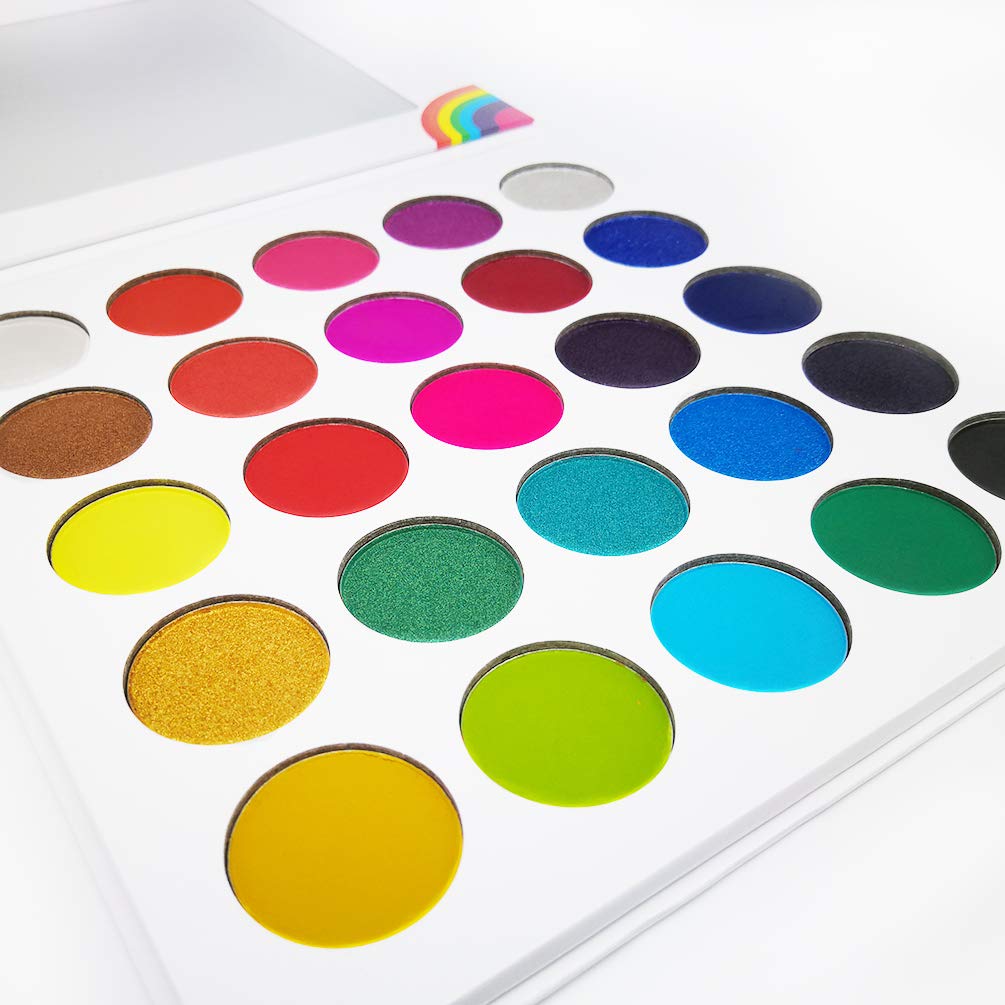 Rainbow Eyeshadow Palette,Professional 25 Color Highly Pigmented Matte Shimmer Eye Shadow Neon Powder Long Lasting Bright Shades Waterproof Cosmetics Set（25M）