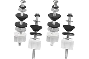 QDOCURO Universal 4 Pcs Toilet Seat Hinge Bolts Kit, Waterproof Stainless, Heavy Duty Toilet Bolts and Rubber Washers Gaskets with Extra Long Nut White Plastic Down Lock Screw for Fastening