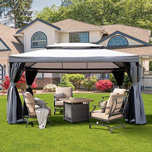 Grand Patio Replacement Canopy Top for 10x13 FT Outdoor Gazebo, Double Tiers PA Polyester Canopy Top Anti-UV Shelter Sun Shade with Mesh Netting, Grey image 27