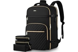 MOMUVO Travel Backpack for Women, Carry On Backpack Flight Approved, Large Anti Theft 17 Inch Laptop Backpack Water Resistant Luggage Backpack with USB Charging Port & Shoe Bag, Black