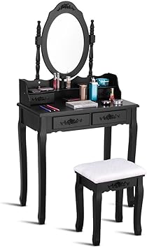 Amazon Com Ak Energy Black Vanity Wood Makeup Dressing Table