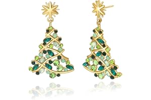 GOHERE Christmas Earrings for Women Xmas Tree Dangle Earrings Sparkling Crystal Jewelry Snowflake Christmas Accessories Holiday Festival Party Gift