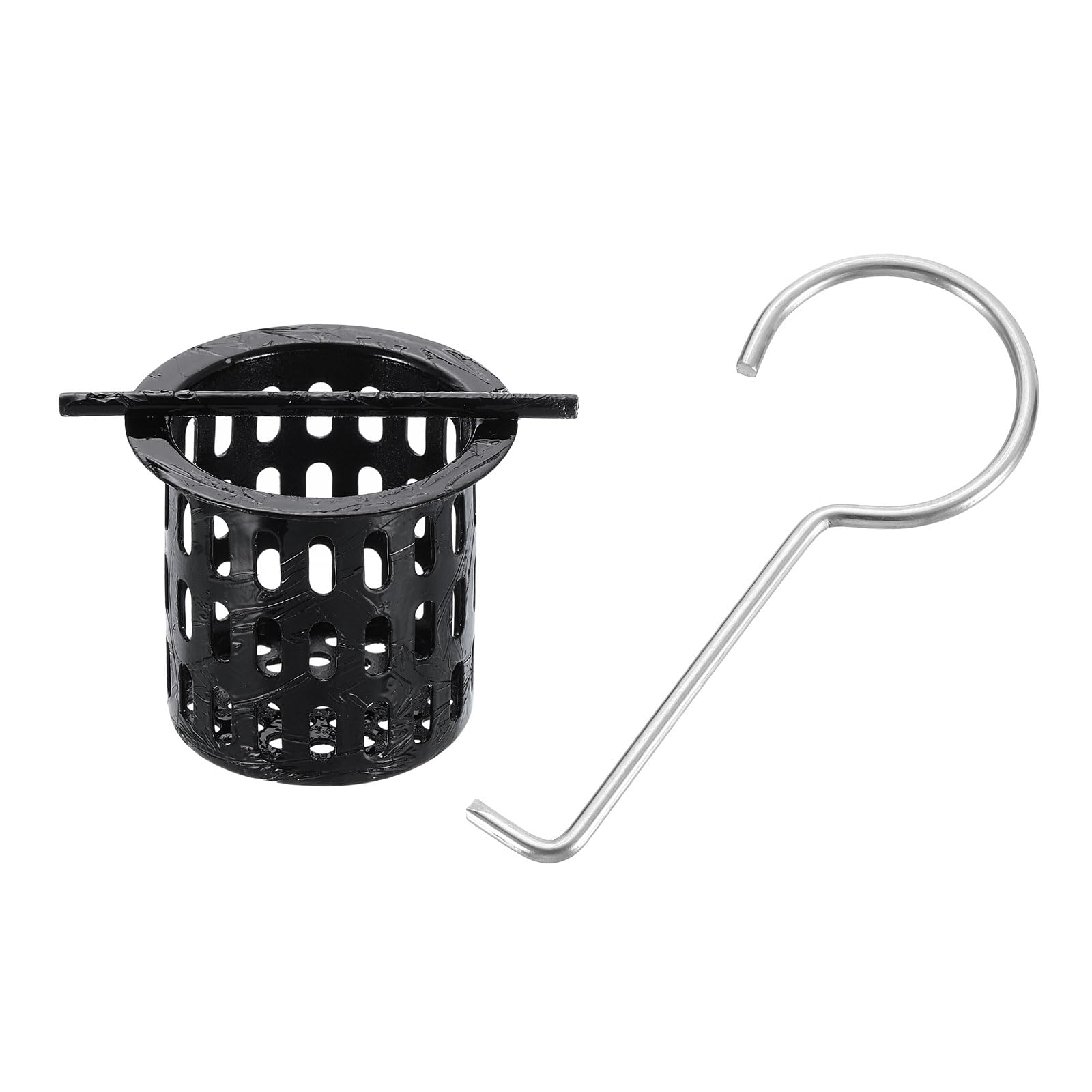 Photo 1 of uxcell Hair Strainer, 304 Stainless Steel Shower Drain Strainer with Lifting Hook Hair and Debris Collector Debris Filter Basket for Bathroom Kitchens, Black