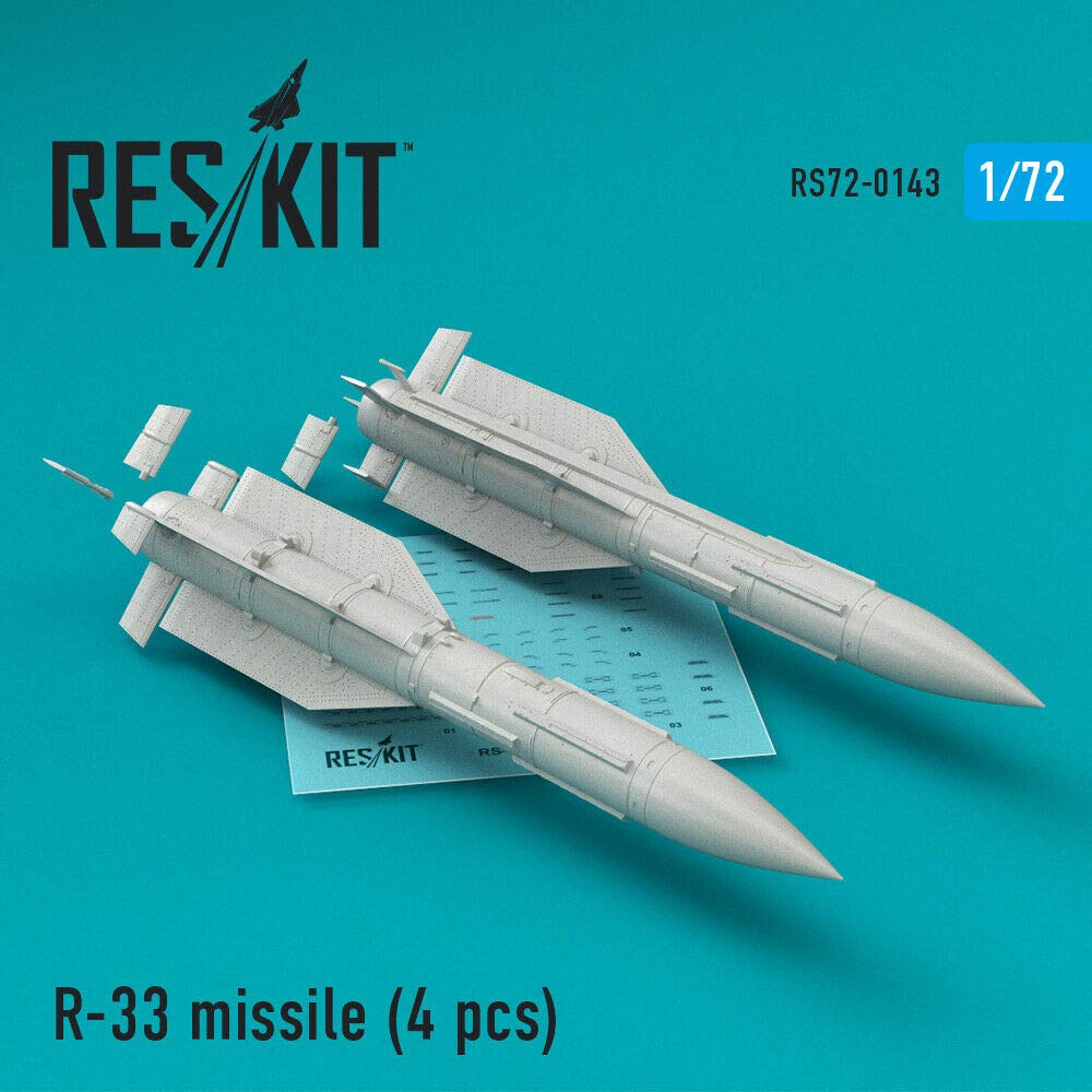 Photo 1 of Reskit RS72-0143 - 1/72 R-33 Missile (4 pcs) (MiG-31) Scale Resin Detail kit
