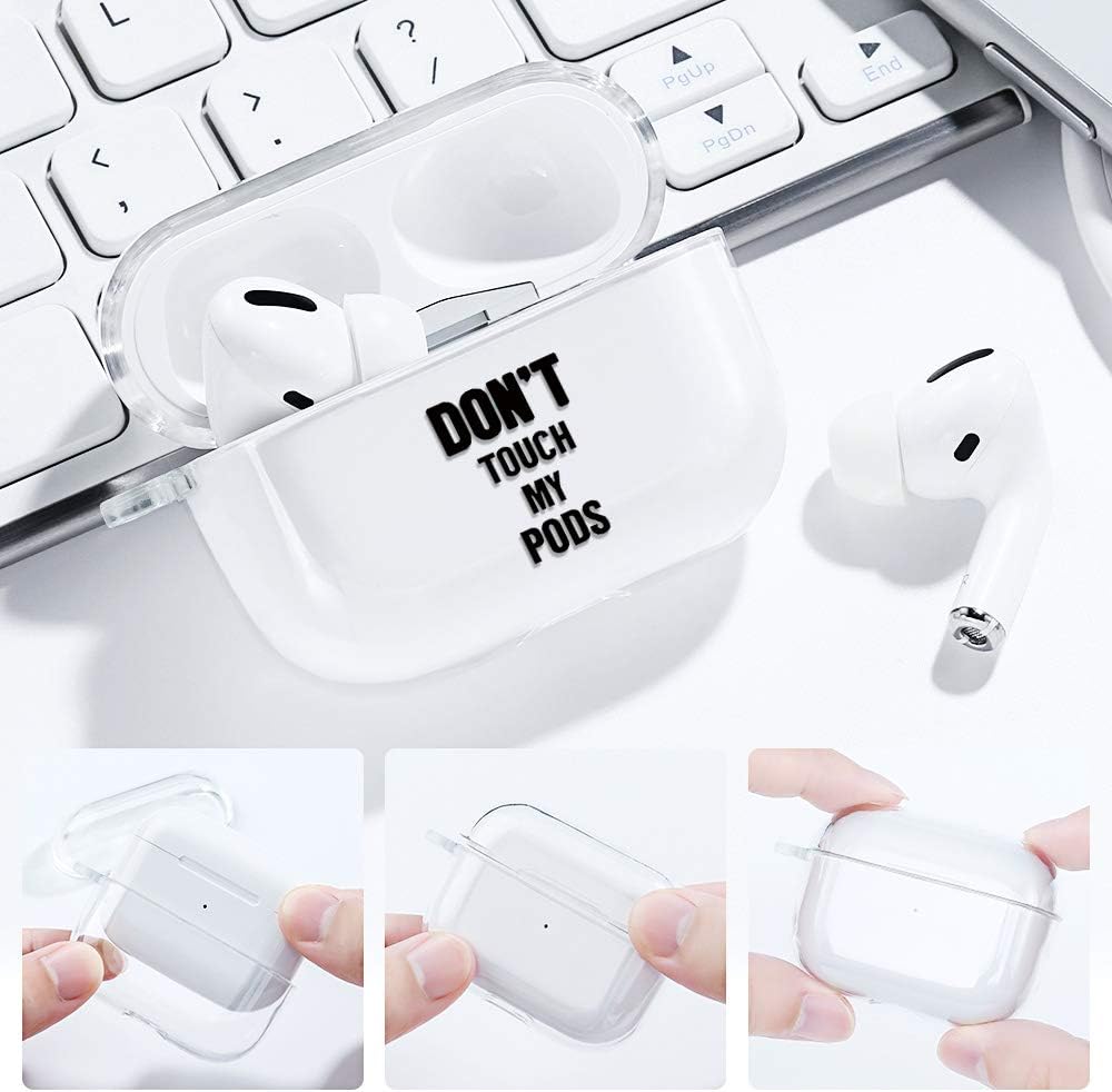 AKABEILA Case Compatible with Apple AirPods Pro Case with Carabiner Transparent Silicone Cute Design AirPod Pro 2019 Case Cover Front LED Visible Wireless Charging Case - Image 5